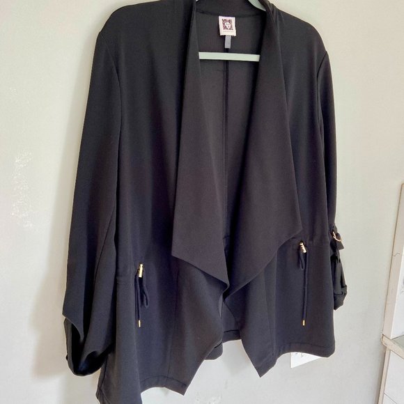 Anne Klein Relaxed Fit Black Blazer [L] - Picture 1 of 7